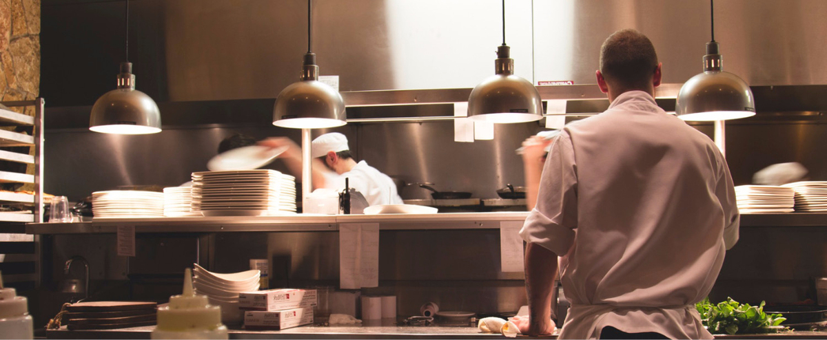 Restaurant staff working in the kitchen